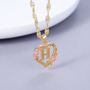 Gold Plated Heart & Flower Letter Necklace