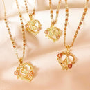 Gold Plated Heart & Flower Letter Necklace