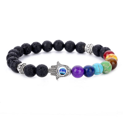 Chakra & Lava Stone Beaded Bracelet