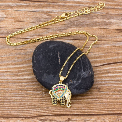 Rainbow Elephant Necklace